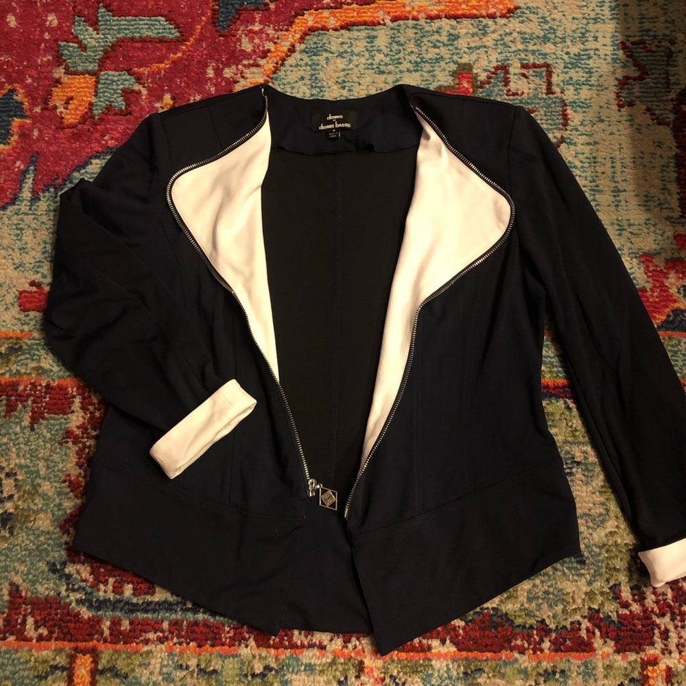 Dennis by Dennis Basso Navy Zip Up Cotton Jacket